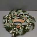 Christmas Gingerbread Wreath for Front Door 14 Inch Gingerbread Christmas Decoration Artificial Welcome Sign Wreaths with Lamb's Ear Leaves Holly Leaves Berry for Winter Farmhouse Holiday Decor (Green)