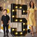 Pooqla 4 FT Light Up Marquee Numbers, Black Marquee Number Lights 4 Feet Tall for 5th 15th 50th Birthday, Giant Letter Big Mosaic Numbers for Balloons Party Anniversary Wedding Decorations, Number 5