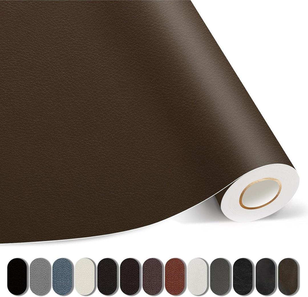 Kangshoon Leather Repair Patches, 35X79 Inch Self-Adhesive Leather Repair Tape, Stretch Vinyl Repair Kit for Couch Furniture Sofas Car Seats (Coffee, 35X79 Inch)