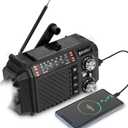 Hand Crank Emergency Weather Radio with 2600mAh/9620mWh Power Bank, NOAA AM FM Shortwave Portable Radio, Solar & USB-C Charging, Flashlight, SOS Alarm for Emergency Kits (Black)