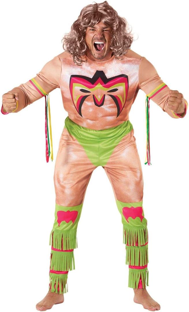 Morph Ultimate Warrior Costume Adult, WWE Wrestler Outfit, Mens Wrestling Costume, Wrestling Attire for Fans (Large)
