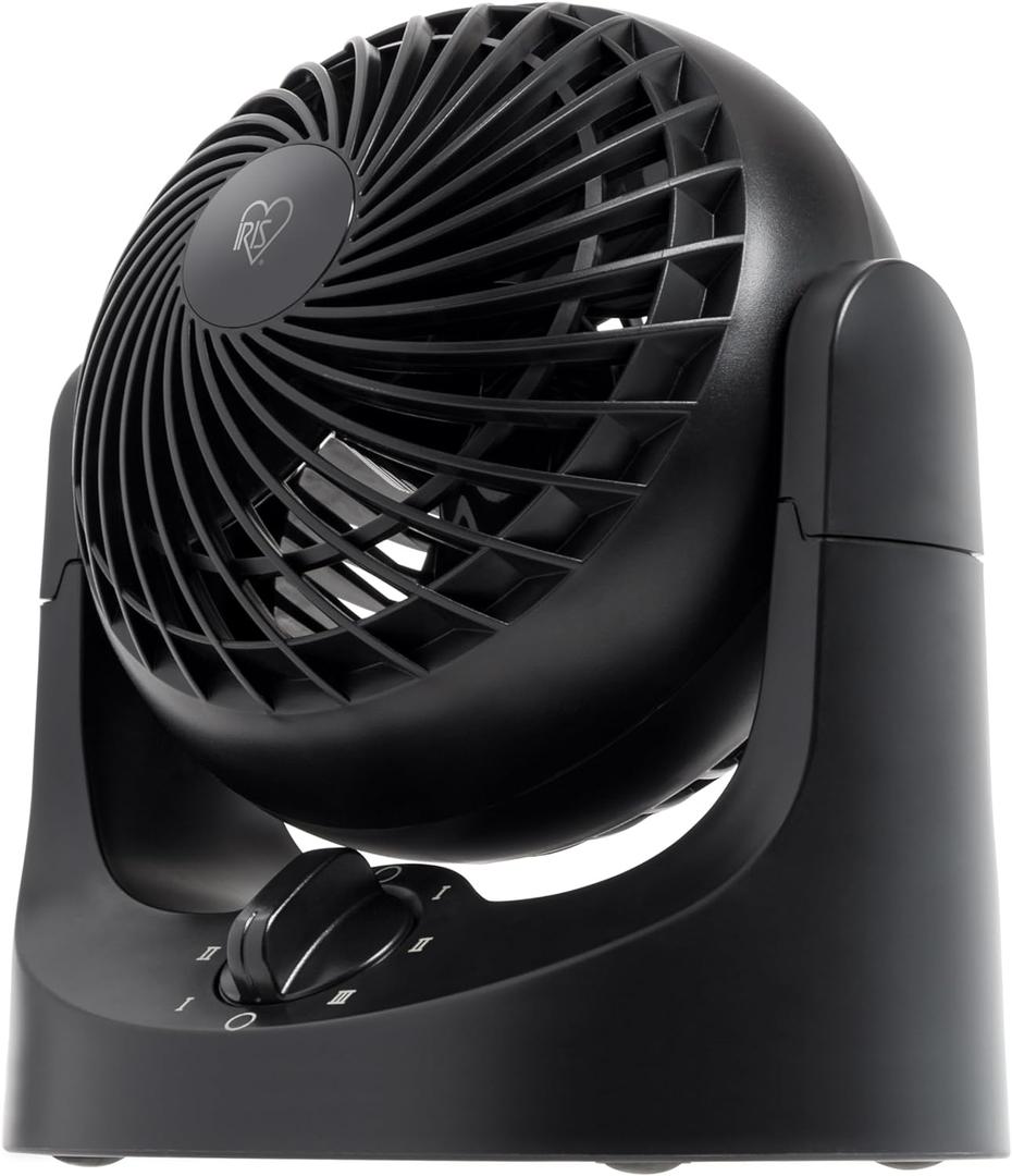 IRIS USA WOOZOO Desk Fan, Air Circulator, 3 Speeds, 32ft Max Air Distance, 112 Adjustable Tilt, 27.5db Quiet Motor, Small Fan for Bedroom, Office, Dorm, Black (MINI)