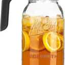 Half Gallon Mason Jar Pitcher Large Wide Mouth 64 oz with Lid - 2 Quart for Iced Tea, Sun Lemonade, Coffee, Airtight, Set of 1