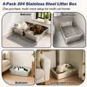 Stainless Steel Litter Box 4 Pack, 19.6"x13.7" x6" Large Litter Box