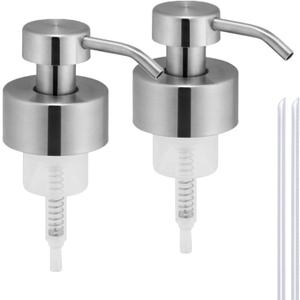 Foam Soap Dispenser Pump Replacement (2-Pack) - 44mm/1.7" Thread Compatible, Stainless Steel Heavy-Duty Rustproof Foaming Pumps for Thick Liquids