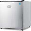 BLACK+DECKER 1.7 Cu. Ft. Compact Refrigerator, ENERGY STAR Certified, Single Door Mini Fridge with Chiller Compartment, Personal Fridge for Home or Dorm Room, R600a Refrigerant, BCRK17V,Stainless Look