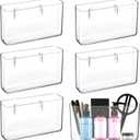 Suzile 6 Pack Wall Mount Organizer Acrylic File Holder Adhesive Cabinet Door Organizer Wall Mounted Storage Box for Office Kitchen Bathroom Bedroom Garage Craft Room Collection(Big)