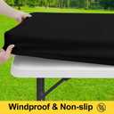 Smiry Picnic Table Cover with Bench Covers, Waterproof Elastic Fitted Polyester Tablecloths for 6 Ft Rectangle Tables, Washable Windproof Tablecloth for Camping, RV & Outdoor (Black, 30x72 Inches)