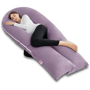Meiz U Shaped Pregnancy Pillows for Sleeping, 65" Maternity Pillow for Full Body Support, Cooling Pregnancy Pillow with Jersey Cover, Purple