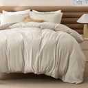 Bedsure Removable Cover with Comforter Duvet Insert California King - 4 Pieces Beige Prewashed Soft Bedding Set for All Seasons Use, Includes 1 Duvet Cover, 1 Comforter, 2 Pillow Shams