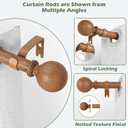 Wood Curtain Rods for Windows 120 to 170 Inch (10-14ft), Adjustable Extra Long, Heavy Duty, Farmhouse Rustic Boho Style