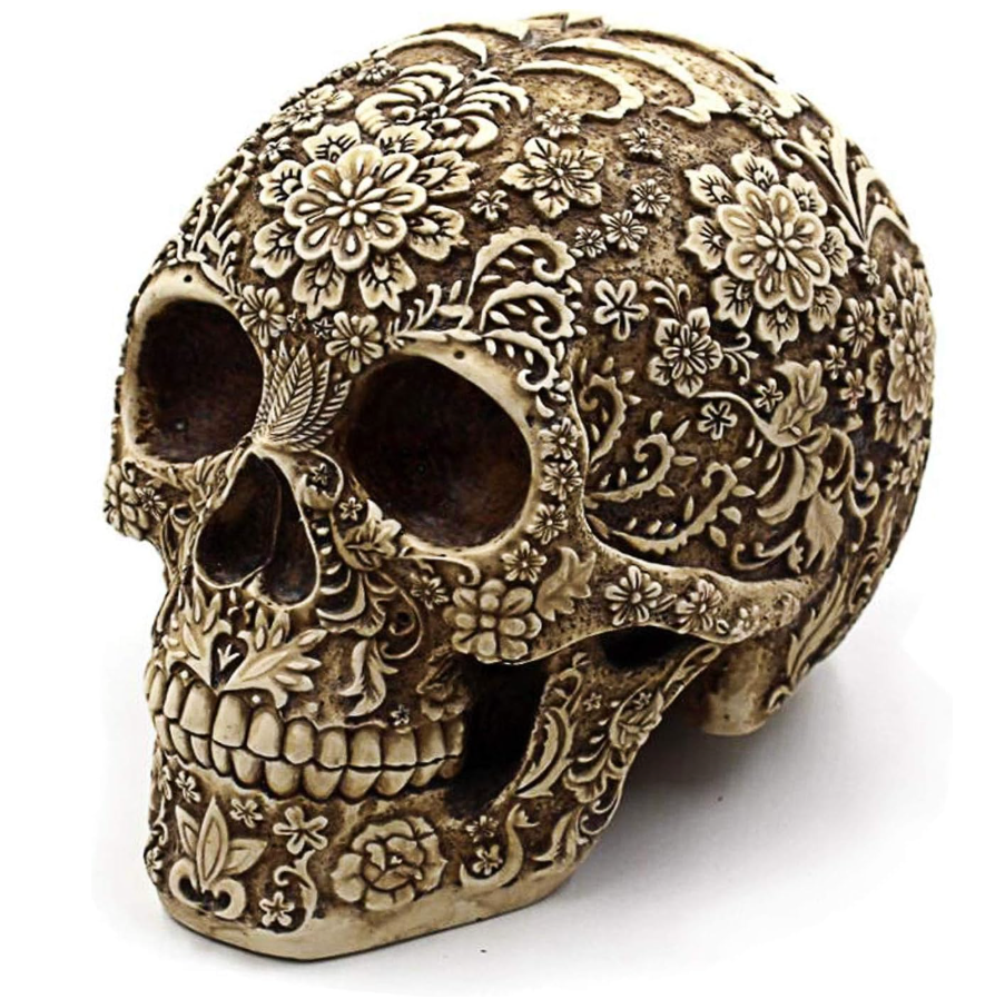 wynameleri Creative Skull Decor Skeleton Head Sculpture 8.1'' Human Statue Collectible Halloween Decoration Home Decoration SKL20