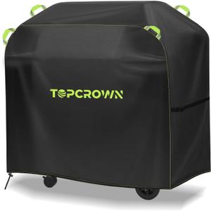 TOPCROWN Grill Cover for Outdoor Grill, Universal Fit 45"-75" BBQ Gas Grill Waterproof Anti-UV Oxford Fabric Windproof Design with Adjustable Straps, Fits Weber/Char-Broil/Nexgrill and More (58") (210D Black+Green)