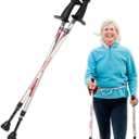 Urban Poling ACTIVATOR® Walking Poles for Balance and Rehabilitation – 1 Pair – Ergonomic CoreGrip™ Handles – Adjustable, Collapsible, and Lightweight for Stability and Recovery in Silver/Red