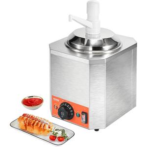 VEVOR Electric Cheese Dispenser with Pump, 2.3 Qt Commercial Hot Fudge Warmer, Plastic Pump Dispenser, 86-230 Temp Adjustable Nacho Cheese Sauce Warmer, for Hot Fudge Cheese Caramel