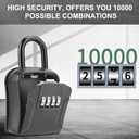 Key Lock BoxPortable Waterproof 4 Digits Combination Lockbox with Removable ShackleResettable Code Safe Security Lock Box for Home, Office, Garage, Apartment Spare Key Storage (1 Pack, Black)
