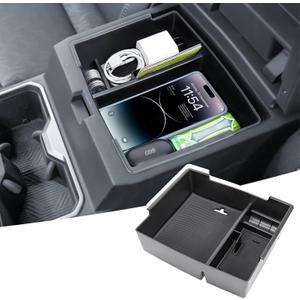 Center Console Organizer Compatible with 2024 2025 Toyota Tacoma Console Armrest Storage Box Interior Insert Storage Tray Secondary Accessories (Black)