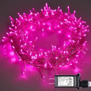 ILLUMINEW 500 Led Pink String Lights Indoor Outdoor Christmas Decorations, 174 Ft 8 Modes Plug in Fairy Lights Pink Valentine Day Room Decor