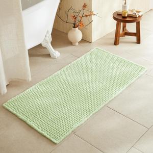 TYUU Waffle Bath Mat, Boho Bathroom Rugs Non Slip Washable Super Absorbent Quick Dry Cute Bath Mat Farmhouse Bathroom Decor, 48"x24" Pale Green