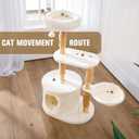 Modern Solid Hardwood Cat Tree Tower for Indoor Cats - Premium Wooden Cat Furniture with Scratching Posts, Cozy Condo, Stable Perch & Non-Tip Base, Multi-Level Play for Small & Medium Cats