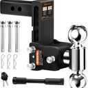 Fastgo Trailer Hitches - Fits 2" Receiver, Adjustable Trailer Hitch Ball Mount, Dual Ball (2" x 2-5/16") Tow Hitch, Drop Hitch, Truck Hitch, Anti-Theft, 5" Drop/Rise, 12500GTW