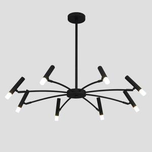 Flyrose 8-Light Modern LED Sputnik Chandelier Matte Black Chandelier Light Fixture Farmhouse Kitchen Light Fixture Ceiling Hanging Over Table Industrial Adjustable Height Pendant Light for Bedroom