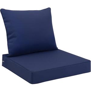 Favoyard Outdoor Seat Cushion Set 22" x 24" Waterproof & Fade Resistant Patio Furniture Cushions with Removable Cover Deep Seat & Back Cushion with Handle and Adjustable Straps for Chair Sofa Couch (22" x 24", Blue)