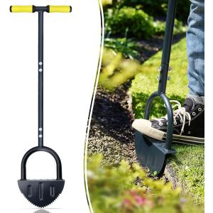 Colwelt Saw-Tooth Edger Lawn Tool, Half Moon Lawn Edger with T-Grip, Sidewalk Grass Long Handled Step Edger, 38-Inch