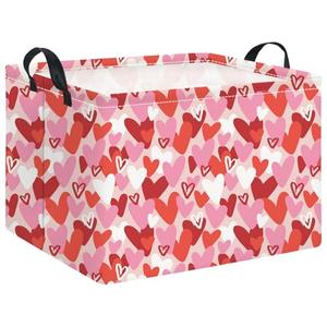HIYAGON Rectangular Valentines Basket Baby Girl Storage Bin Pink Basket Organizer Box Heart Room Decor(Valentines Heart)