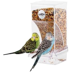 Amazon.com : IBWell No Mess Automatic Bird Feeder for Cage - Parrot Feeder Inside Cage With Clear Perch and Acrylic Seed Food Container : Pet Supplies