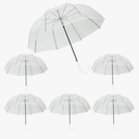 6 Pcs Clear Bubble Umbrella,47 inch Large Canopy Transparent Dome Coverage Stick Umbrella for Wedding,J Hook Handle Outdoor Umbrella for Women Adult