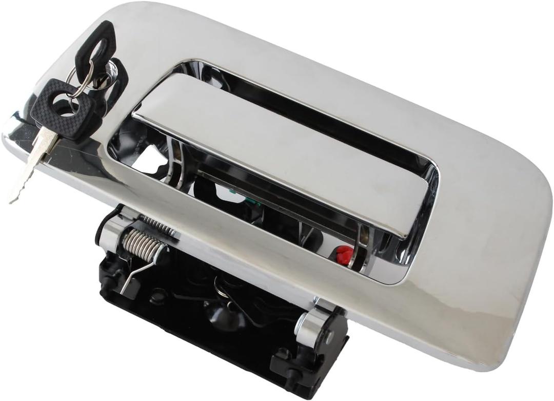 AUCERAMIC 22755305 20928119 Tailgate Handle Latch with Bezel Fit 2007-2014 for Chevrolet Silverado GMC Sierra 1500 2500 3500 HD Replace# 22755302 25775278 (Chrome)