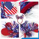 4th of July Headband Independence Day Hair Accessories Patriotic Party Hair Supplies American Flag Love Heart Design Blue Red Ribbon Hair Decoration Cute Hair Hoop for Women Girls Kids 1 Pcs