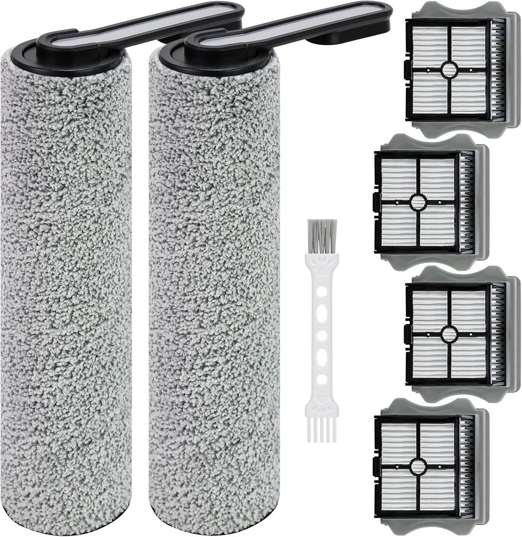 Floor ONE S5 Blue/ONE S5 Pro Roller Brush and Filters for Tineco Floor ONE S5 / S5 Pro Cordless Wet Dry Vacuum Cleaner, Replacement Parts Include 2 Rollers, 4 Filters, 1 Cleaner Brush
