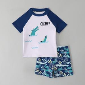 Boys Two-Piece Rash Guard Swimsuit Set Kids Sunsuit Swimwear for Beach and Pool (6Years)