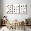 3Pcs Animal Alphabet Numbers Canvas Wall Art Classroom Nursery Painting Educational ABC Poster Prints Kids Playroom Picture Positive Affirmations Animal Wall Decor for Boy Girl Room 12x16in Framed (16L" x 12W")