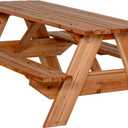 Jack and June Premium Cedar Wood Rectangular Picnic Table Easy Assembly Rounded Corners Comfortable for Kids and Adults