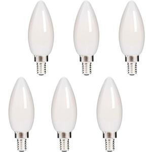 HOLA LED Candelabra Bulb, LED Chandelier Bulb, Dimmable LED Lamp Bulb E12 Base, Cool White 4000K LED Filament Bulb, Frosted Glass, 4.5W 400 Lumens 360 Beam Angle, UL Listed, 6 Pack