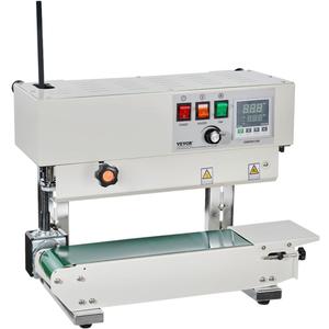 VEVOR Continuous Bag Band Sealing Machine, 0.24-0.47 in/6-12 mm Seal Width, Band Sealer Machine with Digital Temperature Control, Carbon Steel Bag Sealer for 0.02-0.8 mm Plastic Bags Films