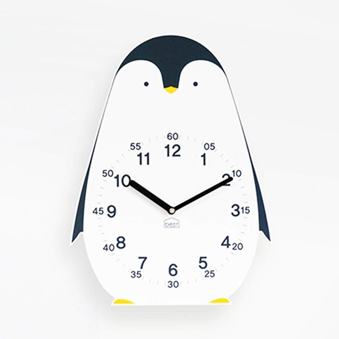 Non-Ticking, Silent 11-Inch Wall Clock  Decorative, Modern, Clean, Cute, Kid-Friendly Design for Indoor, Office, Home, Baby Room (Proud Penguin)