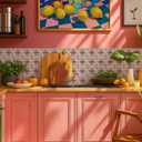Faccito 24 Pcs Vintage Tile Stickers 4x4 Inch Watercolor Vintage Pink Flower Peel Stick Rustic Removable Self Adhesive PVC Waterproof Tile Stickers Cottage Core Decor for Kitchen Bathroom Backsplash