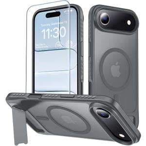6 x MOZOTER for iPhone Air Case with Kickstand,[Compatible with MagSafe] [12FT Military Grade Protection] Slim Translucent Matte Shockproof Phone Case,6.5",Gray