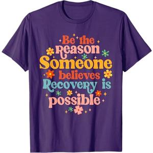 Recovery Sobriety Sober Life Believes Recovery is Possible T-Shirt,Small