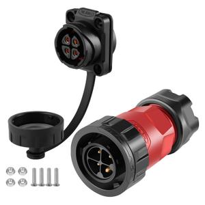 CNLINKO YM-20 4 PIN Waterproof Connector, IP68 Circular Connector, Quick Plugging Aviation Connector, PBT Plastic Shell Solder Connector M20 Male -Female Flange Socket (4 PIN)