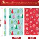WERNNSAI Christmas Tree Wrapping Paper - 1 Roll 17x 33 ft Christmas Gift Wrap Paper Reversible Snowflake Wrapping Supply Red Green Holiday Gift Wrap for Kids Family Friends Xmas Winter Party