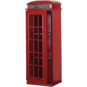 Deco 79 Wooden Telephone Room Storage Unit Vintage London Booth 2 Shelf Storage Cabinet, Accent Cabinet 11" x 9" x 30", Red