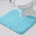 Disolla Toilet Rug U Shaped 23x24 Machine Washable Non Slip Toilet Floor Mat Soft Plush Contour Rug for Bathroom Floor, Sky Blue