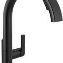 Delta Keele Matte Black Kitchen Faucet with Pull Down Sprayer, Modern Single Hole Kitchen Sink Faucet, Single Handle, Matte Black 19824LF-BL