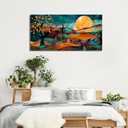 VEAEE Abstract Mountain Wall Art,Mid-Century Modern Canvas Prints,Boho Wall Decor,Moon Nature Artwork Watercolor Landscape Painting for Bathroom Bedroom Living Room Home Decor Framed 20"x40"