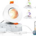 CLOUDY BAY 3inch Eyeball Smart LED Recessed Lights,Color Changing Recessed Lighting,Compatible with Alexa and Google Home Assistant,Pack of 4 (Rgbcw / Wifi)